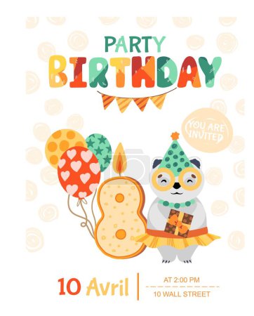 Ilustración de Invitation for a child party. Happy birthday card template. Vector illustration. - Imagen libre de derechos