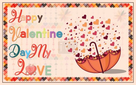Téléchargez les photos : Bonne Saint Valentin Mon amour avec Parapluie Pêche Fuzz 2024 Arrière-plan - en image libre de droit