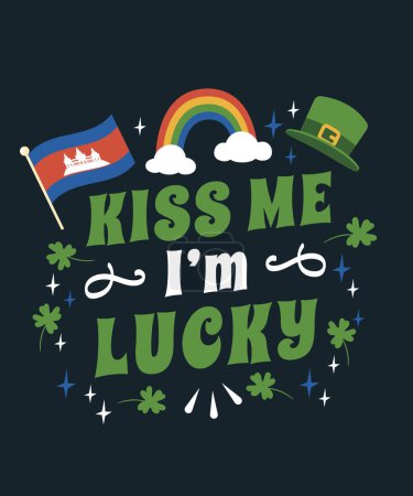 Téléchargez les illustrations : St patrick Kiss Me I'm Lucky t-shirt - en licence libre de droit
