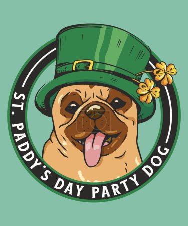 Téléchargez les photos : St Patricks Pug St Paddy's Day Party T-shirt pour chien - en image libre de droit