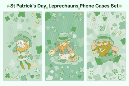 Téléchargez les photos : Étuis pour téléphone St Patricks Day Leprechauns Set - en image libre de droit