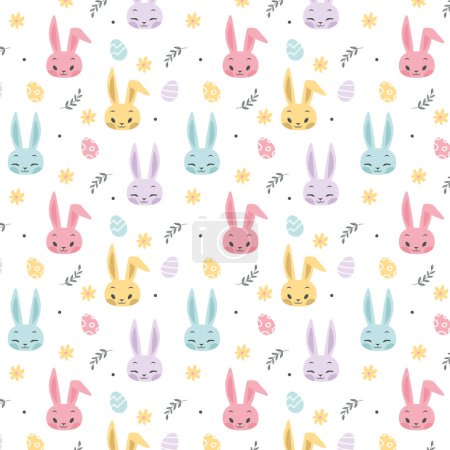 Colorful Bunnies Easter Vector Spring Pattern