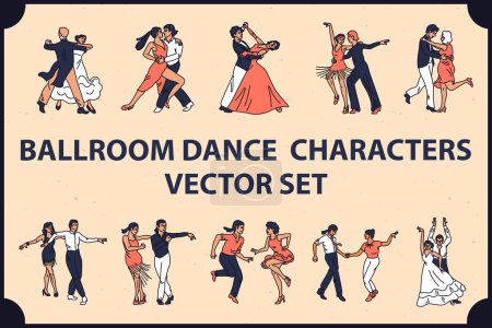 Téléchargez les photos : Ensemble de personnages de danse de salon vectoriel - en image libre de droit