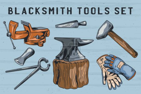 Blacksmith Tools Vector Set