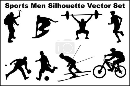 Téléchargez les photos : Sport Homme, football, course, basket, vélo, vélo Silhouette Vector Set - en image libre de droit