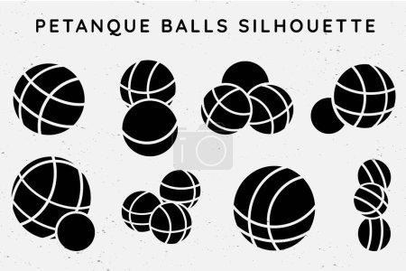 Téléchargez les photos : Ensemble vectoriel de silhouette de boules de pétanque - en image libre de droit