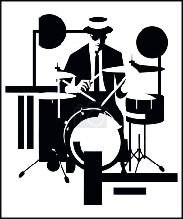 Ilustración de Elegante camiseta Drummer Silhouette - Imagen libre de derechos
