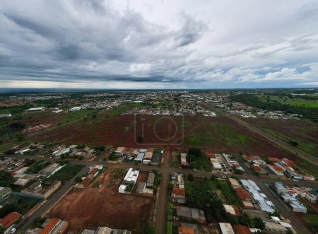 Aerial Landscape of field during summer in city of Tangara da Serra in Mato Grosso Brasil
