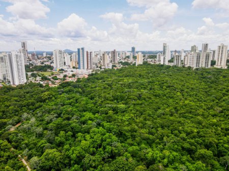 Luftaufnahme des Parque Mae Bonafacia Park im Sommer in Cuiaba Mato Grosso Brasilien