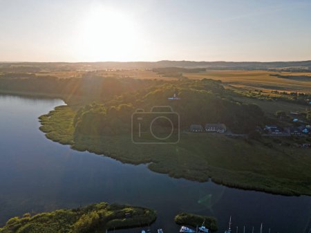 Aerial view of river on the coast on the Island of Rugen in Mecklenberg Vorpommern Germany