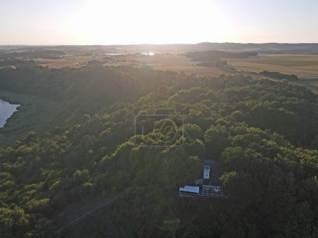 Aerial view of river on the coast on the Island of Rugen in Mecklenberg Vorpommern Germany