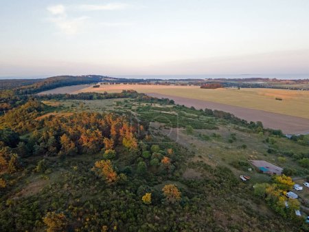 Aerial view of meadow on the Island of Rugen in Mecklenberg Vorpommern Northern Germany