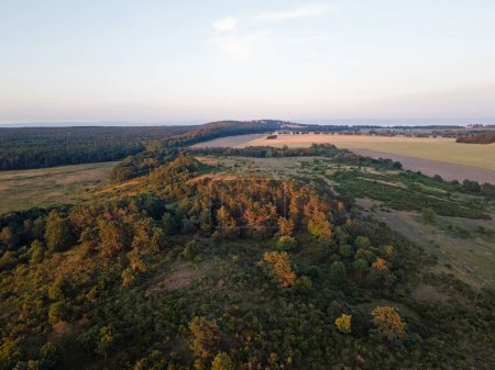 Aerial view of meadow on the Island of Rugen in Mecklenberg Vorpommern Northern Germany