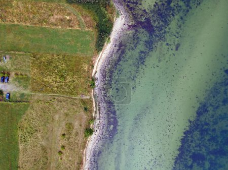 Aerial top down of coast on the Island of Rugen in Mecklenberg Vorpommern Northern Germany