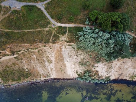 Aerial top down of coast on the Island of Rugen in Mecklenberg Vorpommern Northern Germany