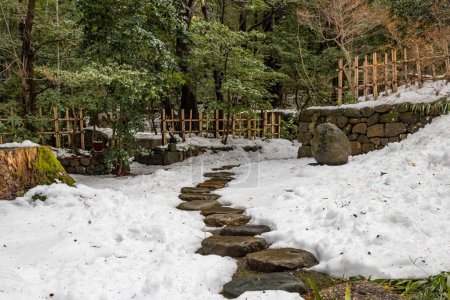 Snowy winter view of Daijouji, a 700-year old Soto zen buddhist temple in Nodayama, Kanazawa, Japan.