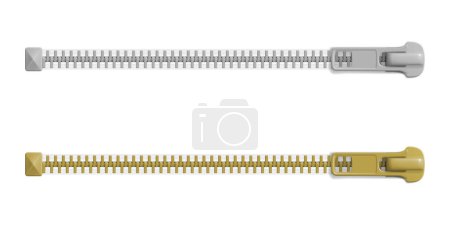 Illustration for Set of closed zipper locks with different sizes, blank mockup. Realistic vector illustration - Royalty Free Image