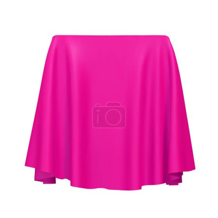 Illustration for Pink fabric covering a cube or rectangular shape, isolated on white background. Can be used as a stand for product display, draped table. Vector illustration - Royalty Free Image