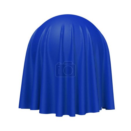 Illustration for Ball or sphere covered with blue fabric material with shadow. Surprise, award and presentation concept, revealing hidden object or raising the curtain. Vector illustration - Royalty Free Image