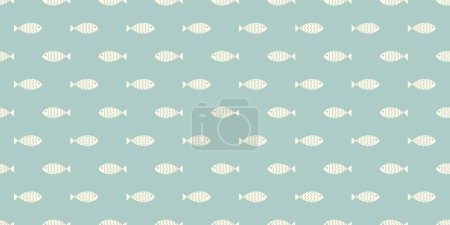 Nahtloses nautisches Muster mit schwimmenden Cartoon-Fischen. Vektorillustration