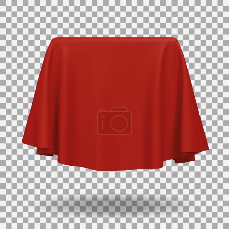 Illustration for Red fabric covering a cube or rectangular shape with shadow. Can be used as a stand for product display, draped table. Vector illustration - Royalty Free Image