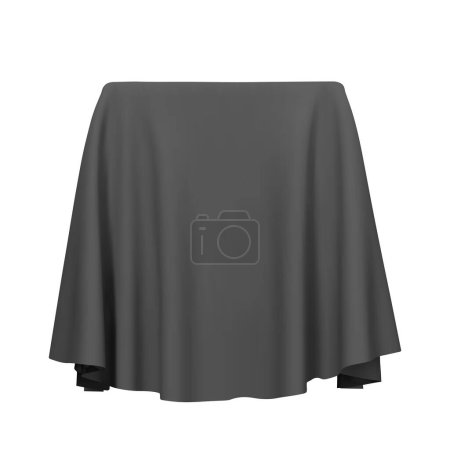 Tissu noir recouvrant un cube ou une forme rectangulaire, isolé sur fond blanc. Peut être utilisé comme support pour l'affichage de produits, table drapée. Illustration vectorielle