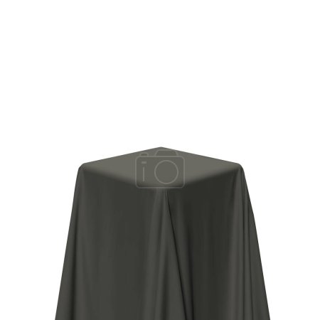 Illustration for Black fabric covering a cube or rectangular shape, isolated on white background. Can be used as a stand for product display, draped table. Vector illustration - Royalty Free Image