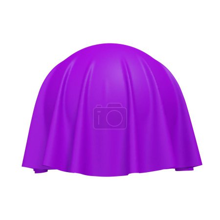 Illustration for Ball or sphere covered with purple fabric material, isolated on white background. Surprise, award and presentation concept, revealing hidden object or raising the curtain. Vector illustration - Royalty Free Image