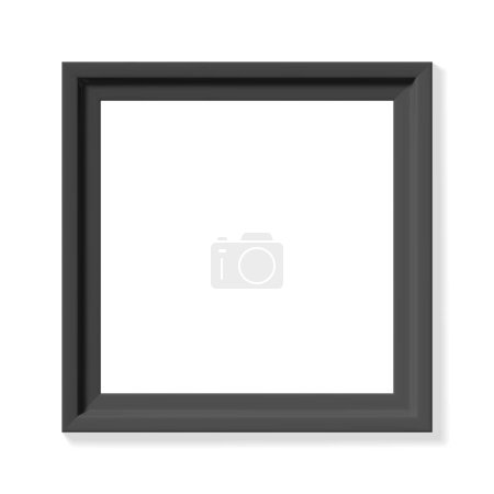 Illustration for Black square picture frame. Minimalistic detailed photo realistic frame. Graphic design element for scrapbooking, art work presentation, web, flyers, posters. Vector illustration. - Royalty Free Image