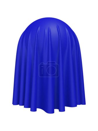 Illustration for Ball or sphere covered with blue fabric material, isolated on white background. Surprise, award and presentation concept, revealing hidden object or raising the curtain. Vector illustration - Royalty Free Image