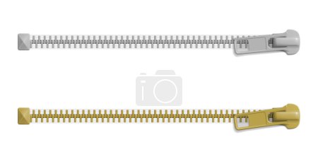 Ilustración de Set de cerraduras de cremallera cerradas con diferentes tamaños, maqueta en blanco. Ilustración vectorial realista - Imagen libre de derechos