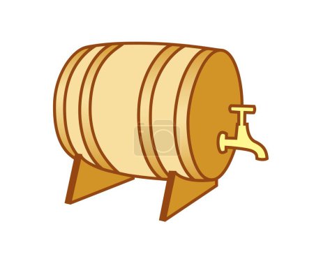 Ilustración de Barril de cerveza de madera con grifo, ilustración vectorial estilizada de dibujos animados aislada sobre fondo blanco - Imagen libre de derechos