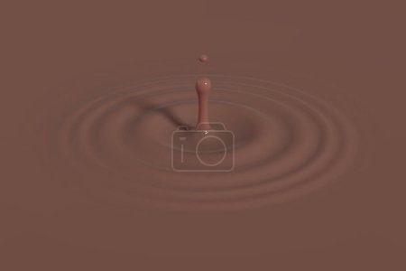 Tropfen Kaffee oder geschmolzene Schokolade fallen herunter und erzeugen runde Wellen mit einem Wirbel. Ansicht von oben. Vektorillustration
