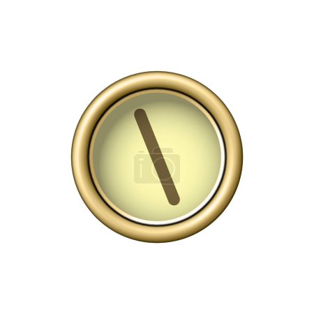 Backslash symbol. Vintage golden typewriter button isolated on white background. Graphic design element for scrapbooking, sticker, web site, symbol, icon. Vector illustration.