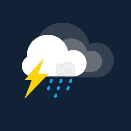 Ilustración de Icono de vector de lluvia pesada. Clima, concepto de internet. Lluvia de lluvia. Símbolo de lluvia vectorial de moda para el diseño del sitio web, botón web, aplicación móvil. - Imagen libre de derechos