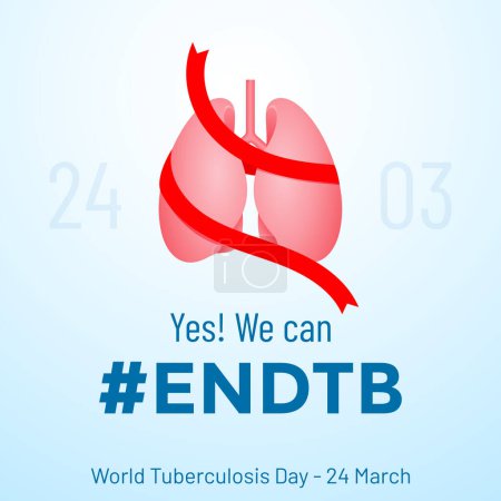 Concepto de Día de Concientización sobre Tuberculosis o TB y solidaridad médica en formato de ilustración vectorial