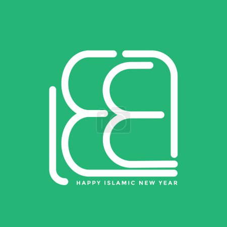 ilustración vectorial Nuevo Hijri Año 1446. Feliz Año Nuevo Islámico. Diseño gráfico para la decoración de certificados de regalo, banners y volantes. Traducción del árabe: 1446. vector