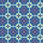 Azulejos blue and yellow seamless pattern, Protugal style surface design