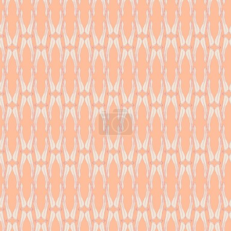 Illustration for Modern geometry peach fuzz color lace seamless pattern. Abstract wave background for design of coloring book, fabric, textile, scrapbook, simple motif for wallpaper. - Royalty Free Image