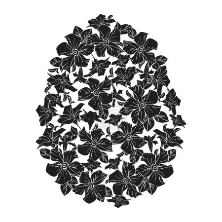Silhouette Frühlingsblume Osterei, handgezeichnete florale Elemente für den Valentinstag. Vektor-Illustrationen für Karten oder Einladungen, Aufkleber