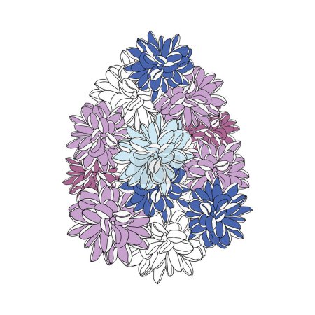 Oeuf de Pâques fleur de printemps, éléments floraux dessinés à la main. Illustrations vectorielles pour cartes ou invitations
