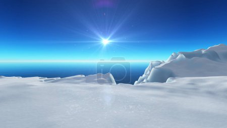 Photo for Ice berg on see, 3d render illustration - Royalty Free Image