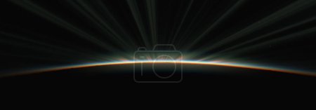 Téléchargez les photos : Lever de soleil depuis l'espace aurore, illustration de rendu 3d - en image libre de droit