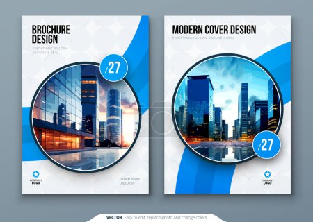Illustration for Brochure template layout design. Corporate business annual report, catalog, magazine, flyer mockup. Creative modern bright concept circle round shape. - Royalty Free Image