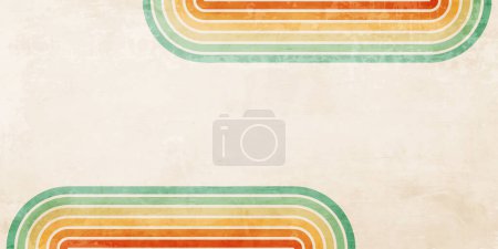 Ilustración de Fondo abstracto de líneas de color en estilo retro de los años 70. Banner de rayas coloridas vintage para postal, banner de redes sociales, diseño de póster de folleto o fondo. Patrón vectorial. - Imagen libre de derechos