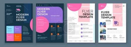 Illustration for Flyer Template Layout Design Set. Corporate business annual report, catalog, magazine, flyer mockup. Creative modern background concept in abstract flat style shape. - Royalty Free Image