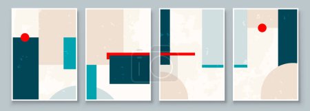 Illustration for Set of Abstract Geometric Wall Art. Mid Century Illustration in Minimal Style for Wall Decoration Background. Modern art vector Illustration. - Royalty Free Image