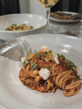 Abendessen im Restaurant. Italienische Pasta. Italienische Spaghetti