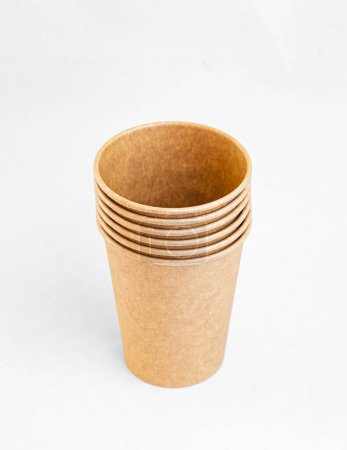 Photo for Cardboard disposable cup for coffee. Eco friendly food containers from paper. Plastic free - Royalty Free Image