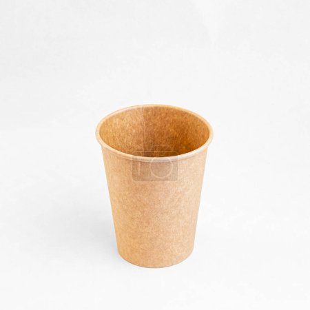 Photo for Cardboard disposable cup for coffee. Eco friendly food containers from paper. Plastic free - Royalty Free Image